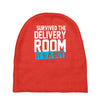 survived the delivery room it's a boy funny Baby Beanies