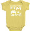 choose your weapon gamer finny retro Baby Onesie