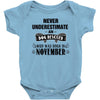 never underestimate an old man who was born in november Baby Onesie