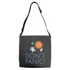spacex don't panic in space Adjustable Strap Totes