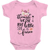 Though She Be But Little She Is Fierce Baby Bodysuit