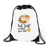 but first pumpkin space latte Drawstring Bags