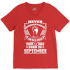 Never Underestimate Old Man Who Was Born September V-Neck Tee