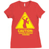 caution shapes being thrown printed Ladies Fitted T-Shirt