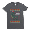 ugly dinosaur merry christmas Ladies Fitted T-Shirt