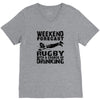 weekend rugby forecast beer pub drink V-Neck Tee
