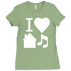 i love house music dj baseball Ladies Fitted T-Shirt