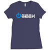 geek' (power on button) Ladies Fitted T-Shirt