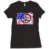 american flag peace Ladies Fitted T-Shirt