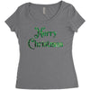 merry christmas green glitter Women's Triblend Scoop T-shirt