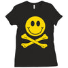 smiley pirate skull and crossbones Ladies Fitted T-Shirt