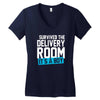 survived the delivery room it's a boy funny Women's V-Neck T-Shirt