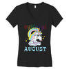 unicorns are born in august cute unicorn Women's V-Neck T-Shirt