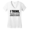 i think funny t shirt humor geek humor smart tee s 3xl Women's V-Neck T-Shirt