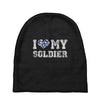 i love my soldier navy camouflage Baby Beanies