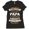 Super Cool Papa Of A Freaking Awesome Granddaughter Ladies Fitted T-Shirt
