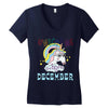unicorns are born in december cute unicorn Women's V-Neck T-Shirt