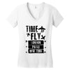 TIME TO FLY TO LONDON PARIS NEW YORK Women's V-Neck T-Shirt