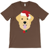 golden retriever dog with red santa's hat T-Shirt