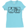 push button receive bacon t shirt funny awesome nerdy geeky humor tee Ladies Fitted T-Shirt