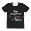 Dear Parents Tag You're It Love Teachers Women's All Over Women's T-shirt