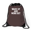 wake up work out Drawstring Bags