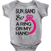 sun, sand &amp; a ring on my hand Baby Onesie