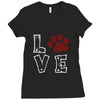 love paw rhinestud Ladies Fitted T-Shirt