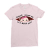 March Peeking Out Asian Baby Girl Ladies Fitted T-Shirt