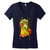 frog funny cocktail Women's V-Neck T-Shirt