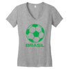 brasil sport soccer ball fun Women's V-Neck T-Shirt