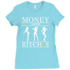money over bitches graphic Ladies Fitted T-Shirt