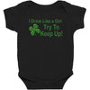 drink like a girl Baby Bodysuit