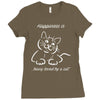 happiness is being loved by a cat Ladies Fitted T-Shirt