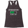 low battery introvert pun humor Racerback Tank