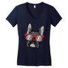 frenchie hipster Women's V-Neck T-Shirt