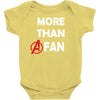 avengers more than a fan white logo Baby Bodysuit