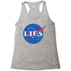 lies nasa logo Racerback Tank