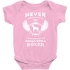 woman with a boxer Baby Bodysuit