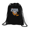 frigid flakes Drawstring Bags