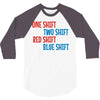 one shift two shift red shift blue shift 3/4 Sleeve Shirt