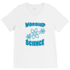 science worship funny geek atheist anti religion V-Neck Tee