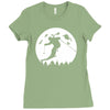 skiier moon moonlight silhouett Ladies Fitted T-Shirt