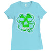 celtic green clover skull patch, irish biker patches Ladies Fitted T-Shirt