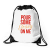 pour some gravy on me Drawstring Bags