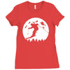 skiier moon moonlight silhouett Ladies Fitted T-Shirt