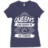 Queens Are Born In October Ladies Fitted T-Shirt