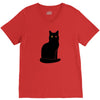 black cat V-Neck Tee