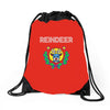 reindeer christmas Drawstring Bags