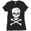 skull and crossbones pirate neon Ladies Fitted T-Shirt